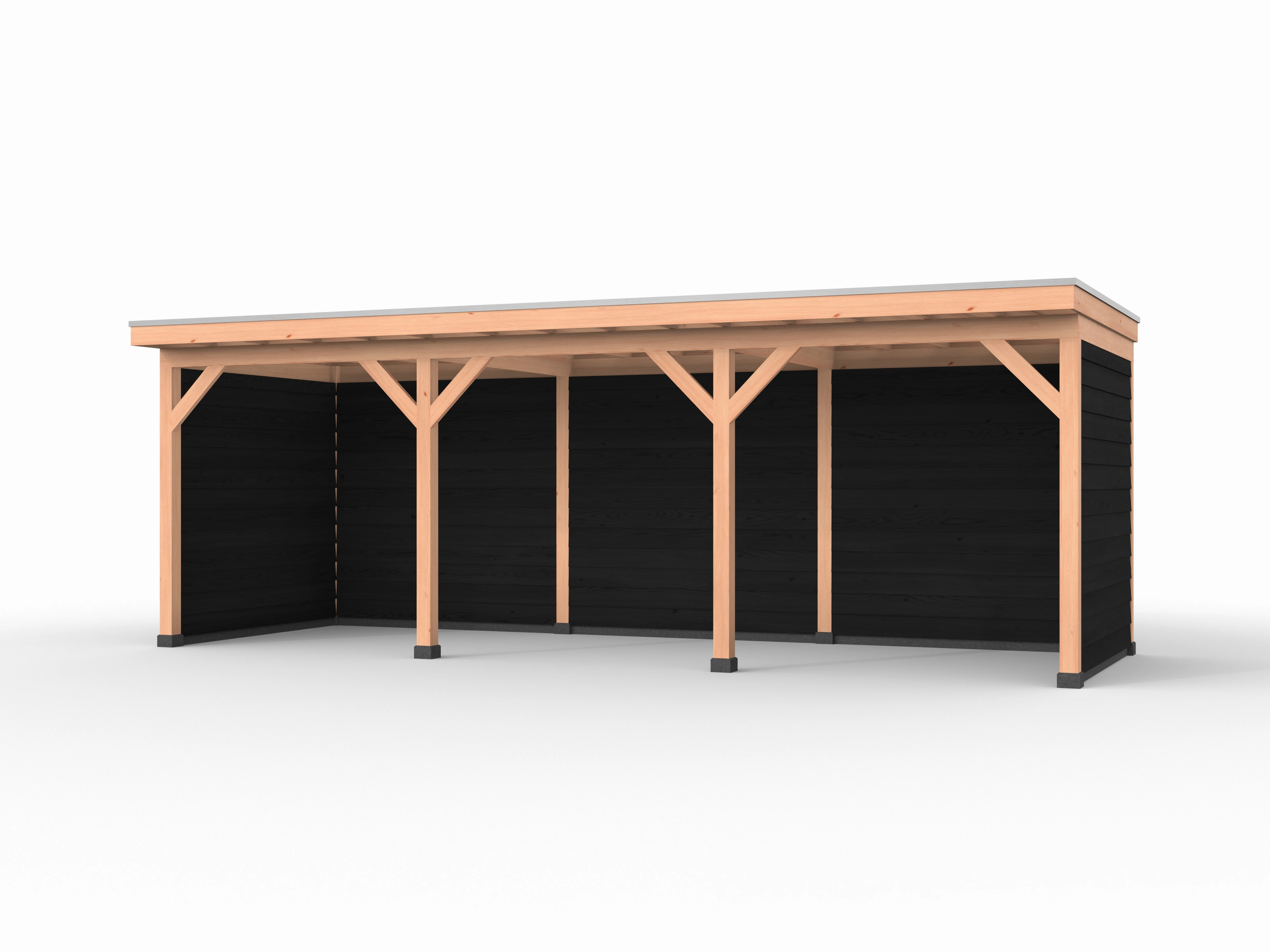 Douglas overkapping, 750 x 250, met zwarte achterwand en twee zijwanden, Westwood Comfort - Afbeelding 1